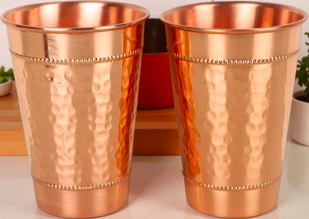 Hammered Copper Water Glass Set | Traditional Indian Drinkware Pack Of 1 Pc