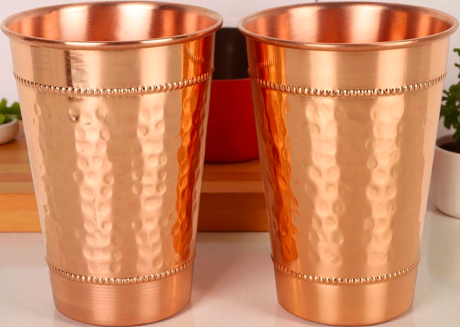 Hammered Copper Water Glass Set | Traditional Indian Drinkware Pack Of 1 Pc