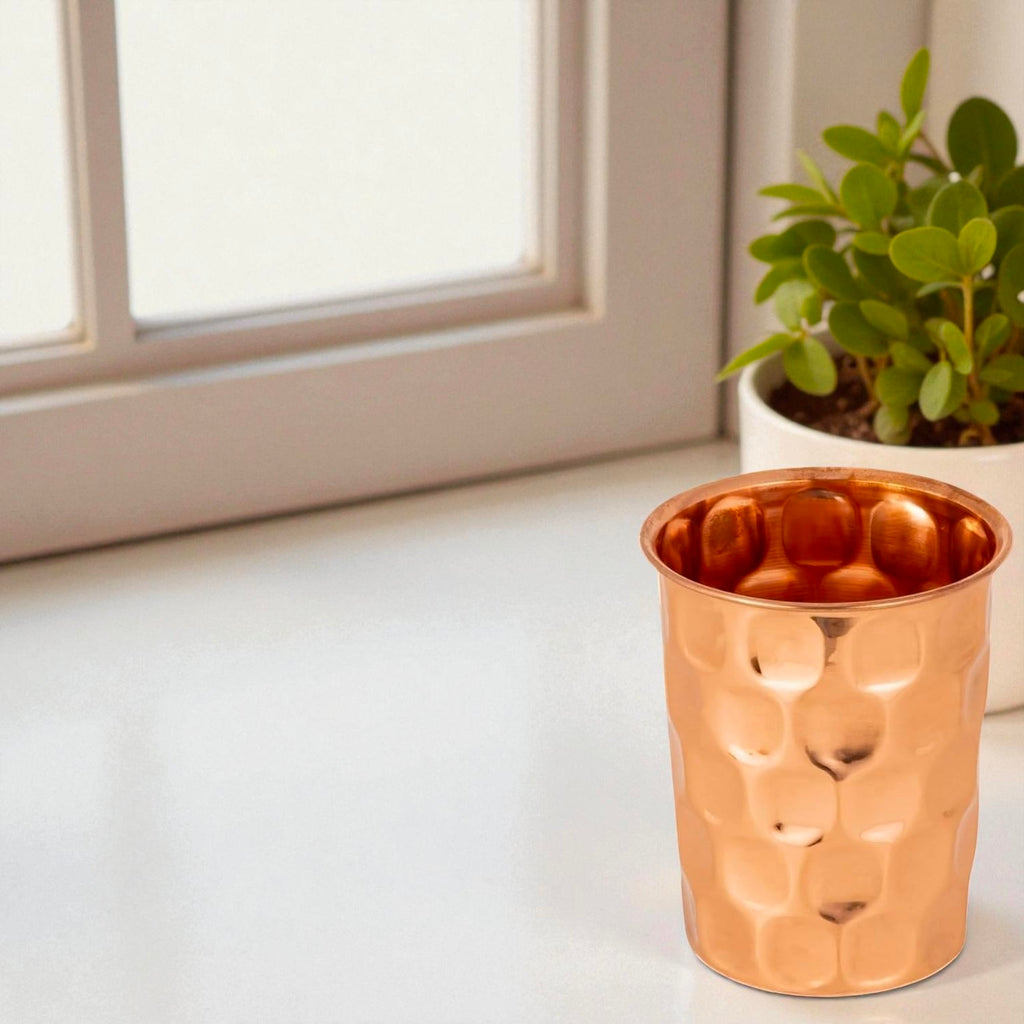 Pure Copper Water Glass | Handmade Ayurvedic Drinking Tumbler Pack Of 1 Pc