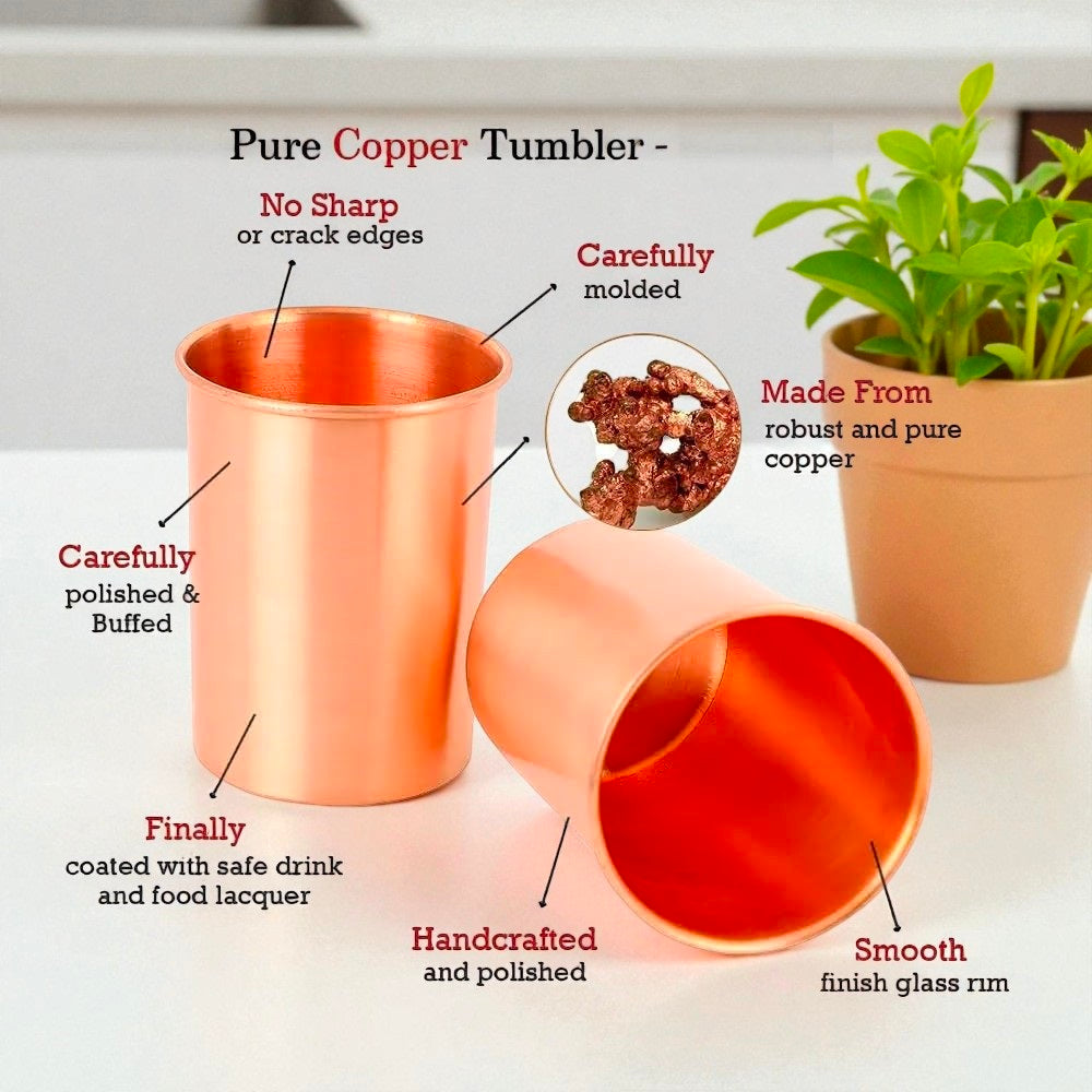 Handmade Pure Copper Water Glass | Ayurvedic Healthy Lifestyle Pack Of 1 Pc