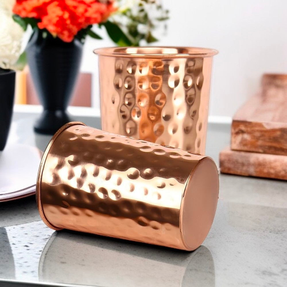 Handmade Copper Water Glass | Eco Friendly Drinkware for Daily Use Pack Of 1 Pc