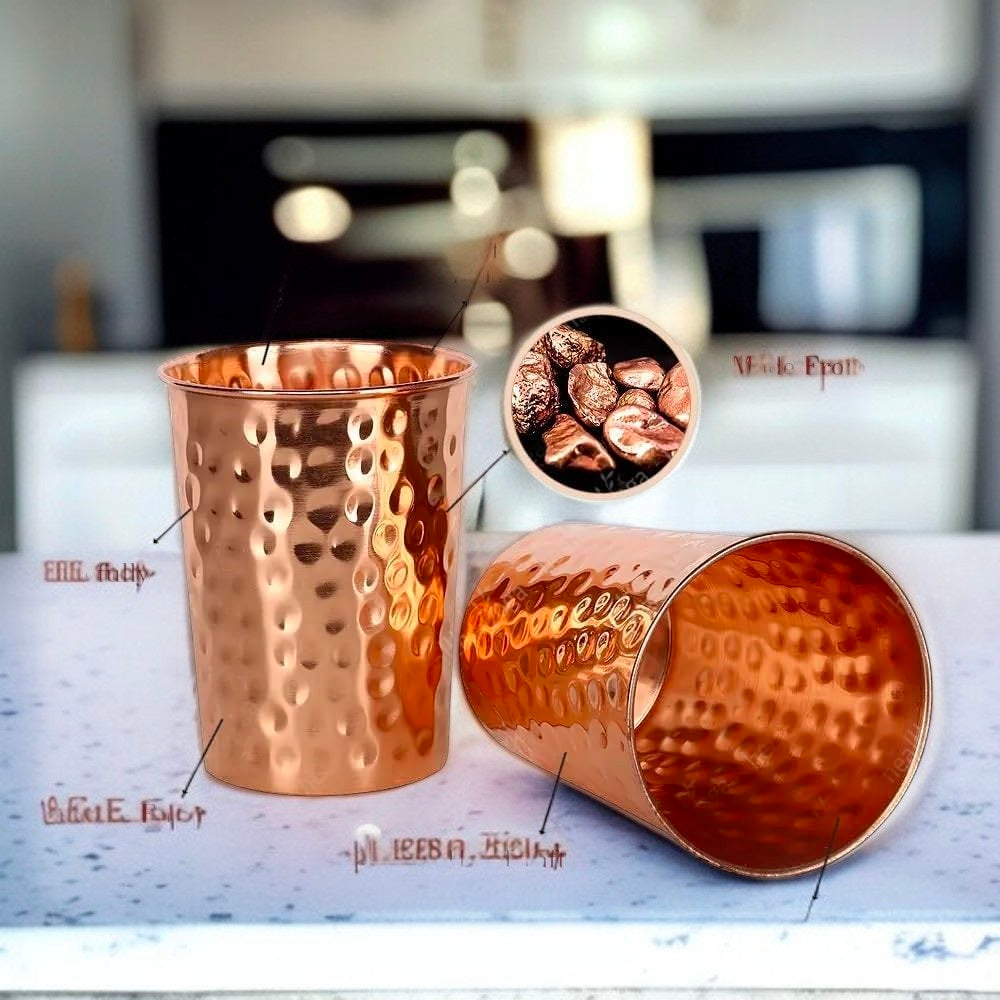 Handmade Copper Water Glass | Eco Friendly Drinkware for Daily Use Pack Of 1 Pc