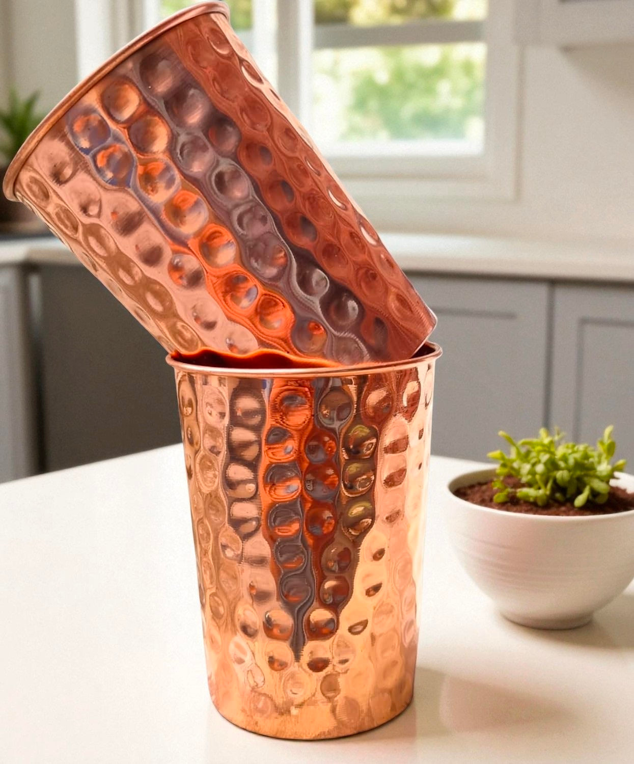 Copper Water Glass Set | Pure Copper Tumblers Gift Set Pack Of 1 Pc
