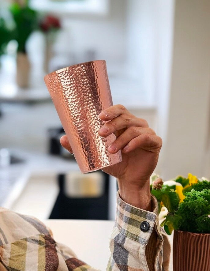 Ayurvedic Pure Copper Glass | Handmade Hammered Water Tumbler Pack Of 1 Pc