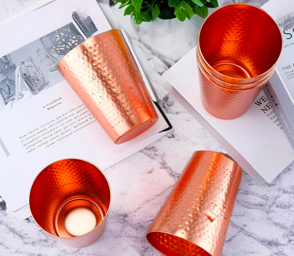 Ayurvedic Pure Copper Glass | Handmade Hammered Water Tumbler Pack Of 1 Pc