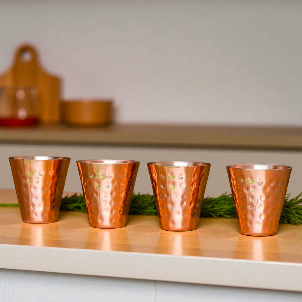 Handcrafted Pure Copper Water Glass | Handmade Drinking Copper Small Cup Pack Of 1 Pc