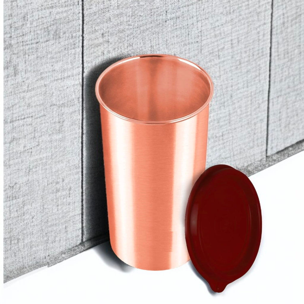 Copper Drinkware Set | Eco-Friendly Copper Glass With Lid for Daily Use