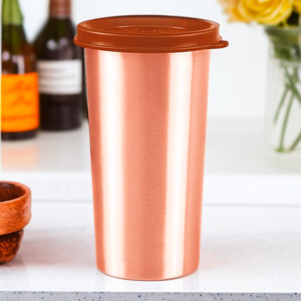 Copper Drinkware Set | Eco-Friendly Copper Glass With Lid for Daily Use