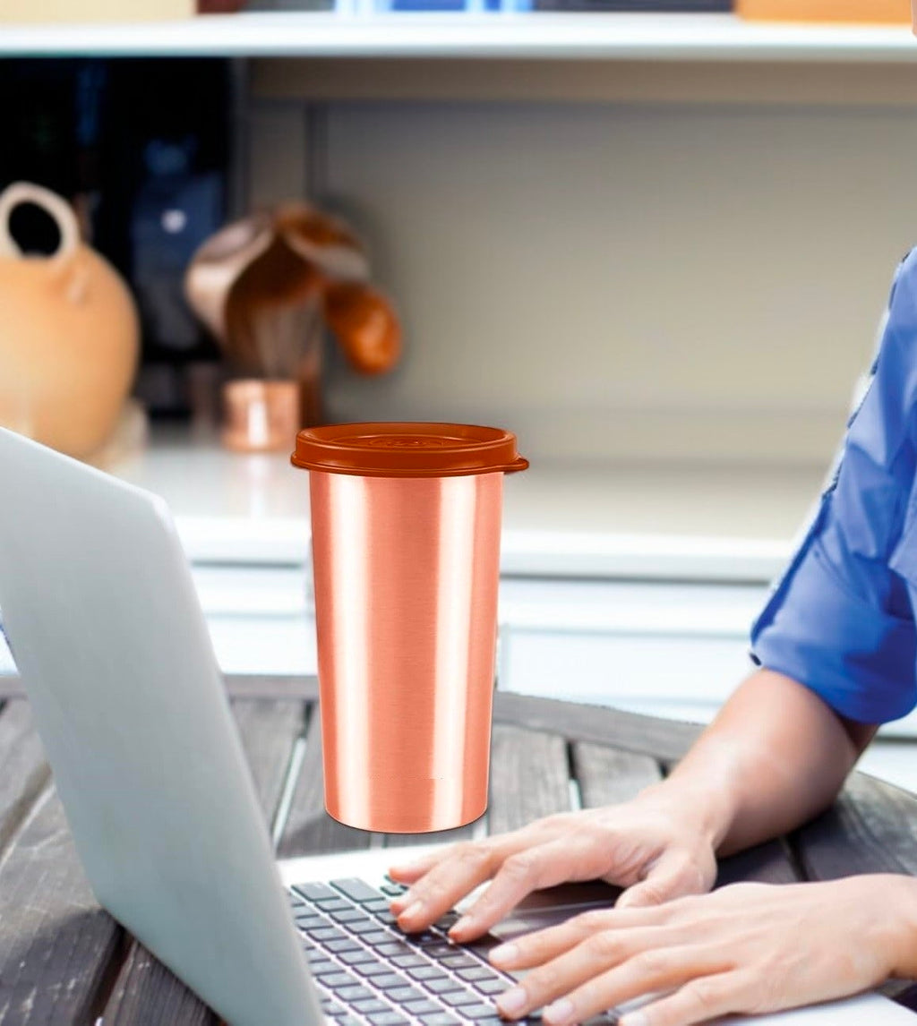 Copper Drinkware Set | Eco-Friendly Copper Glass With Lid for Daily Use