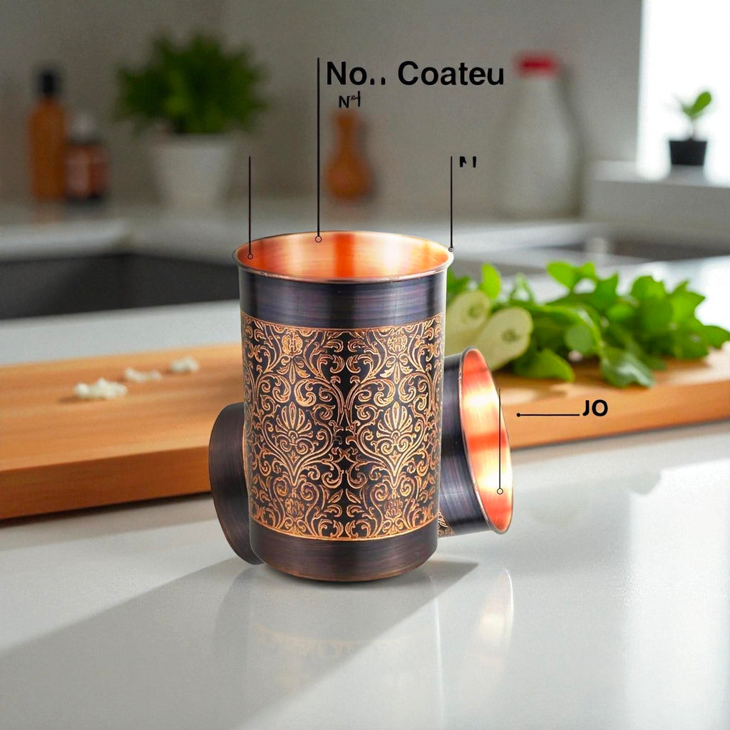 Copper Glass Set | 100% Pure Copper Water Cup for Home & Kitchen