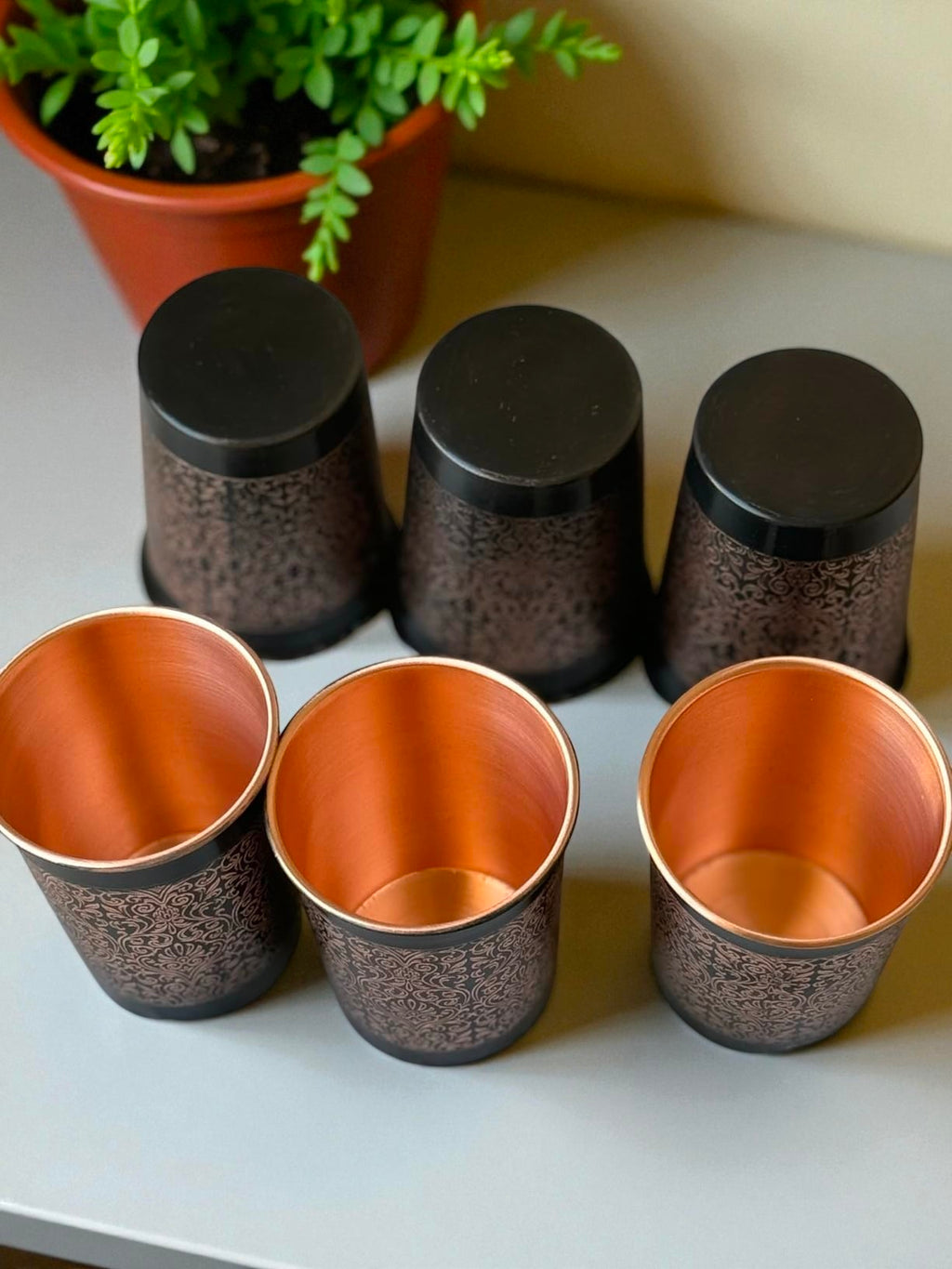 Copper Glass Set | 100% Pure Copper Water Cup for Home & Kitchen