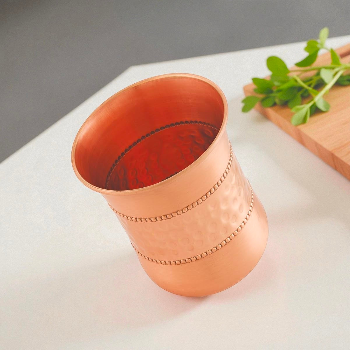 Hammered Design Copper Glass | Handcrafted Water Cup from India