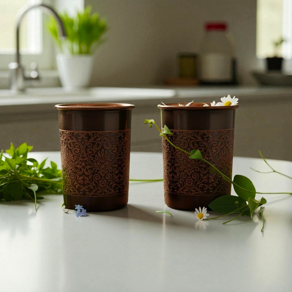 Copper Glass Set | 100% Pure Copper Water Cup for Home & Kitchen