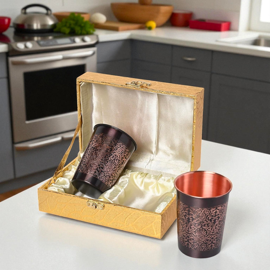 Copper Glass Set | 100% Pure Copper Water Cup for Home & Kitchen
