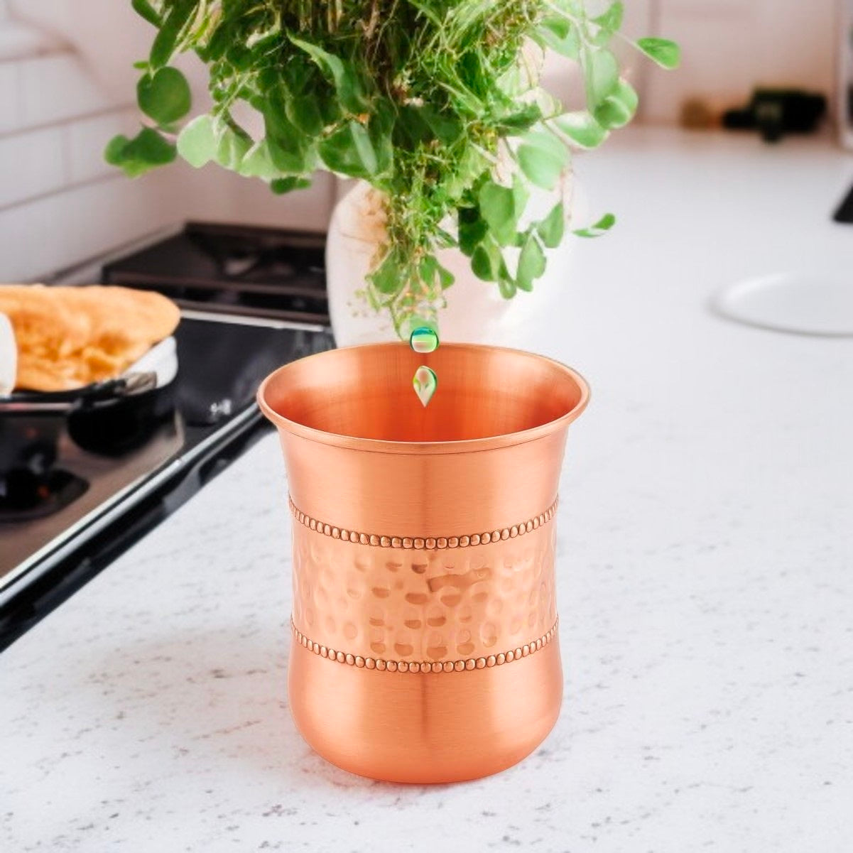 Hammered Design Copper Glass | Handcrafted Water Cup from India