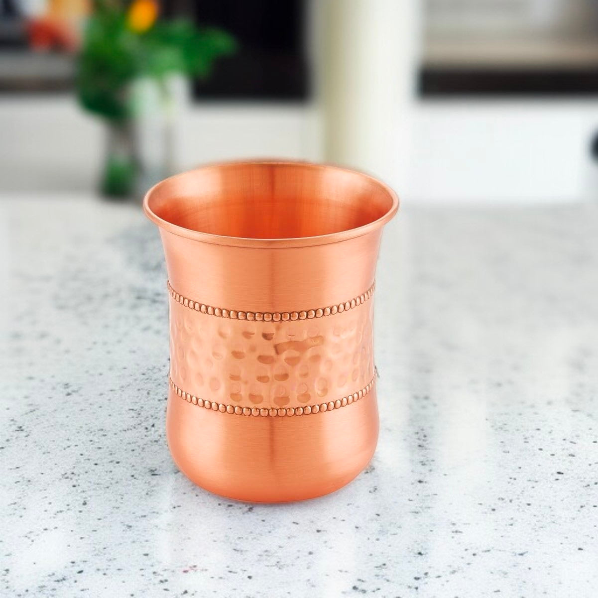 Hammered Design Copper Glass | Handcrafted Water Cup from India