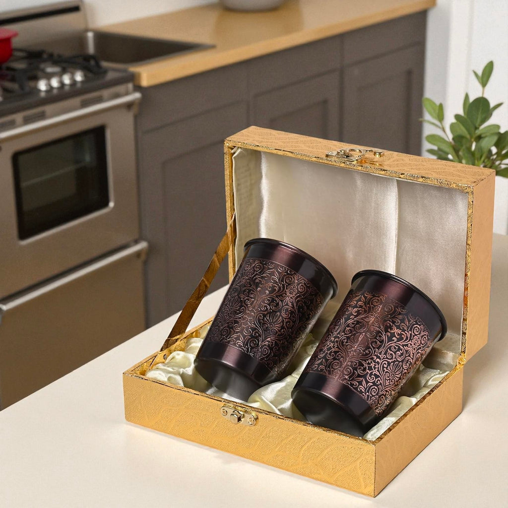 Copper Glass Set | 100% Pure Copper Water Cup for Home & Kitchen