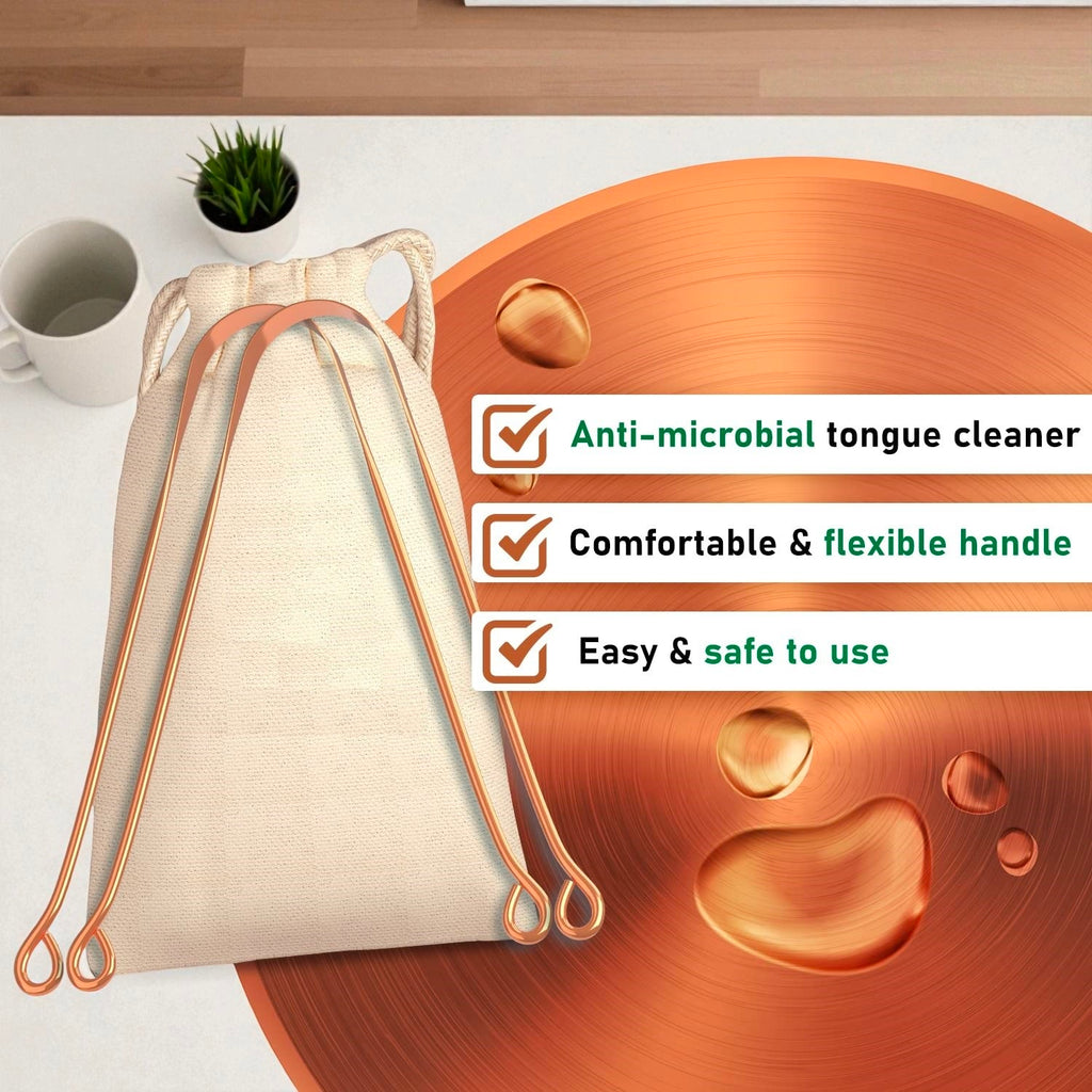 Pure Copper Tongue Cleaner | Ayurvedic Tongue Scraper for Oral Hygiene & Fresh Breath