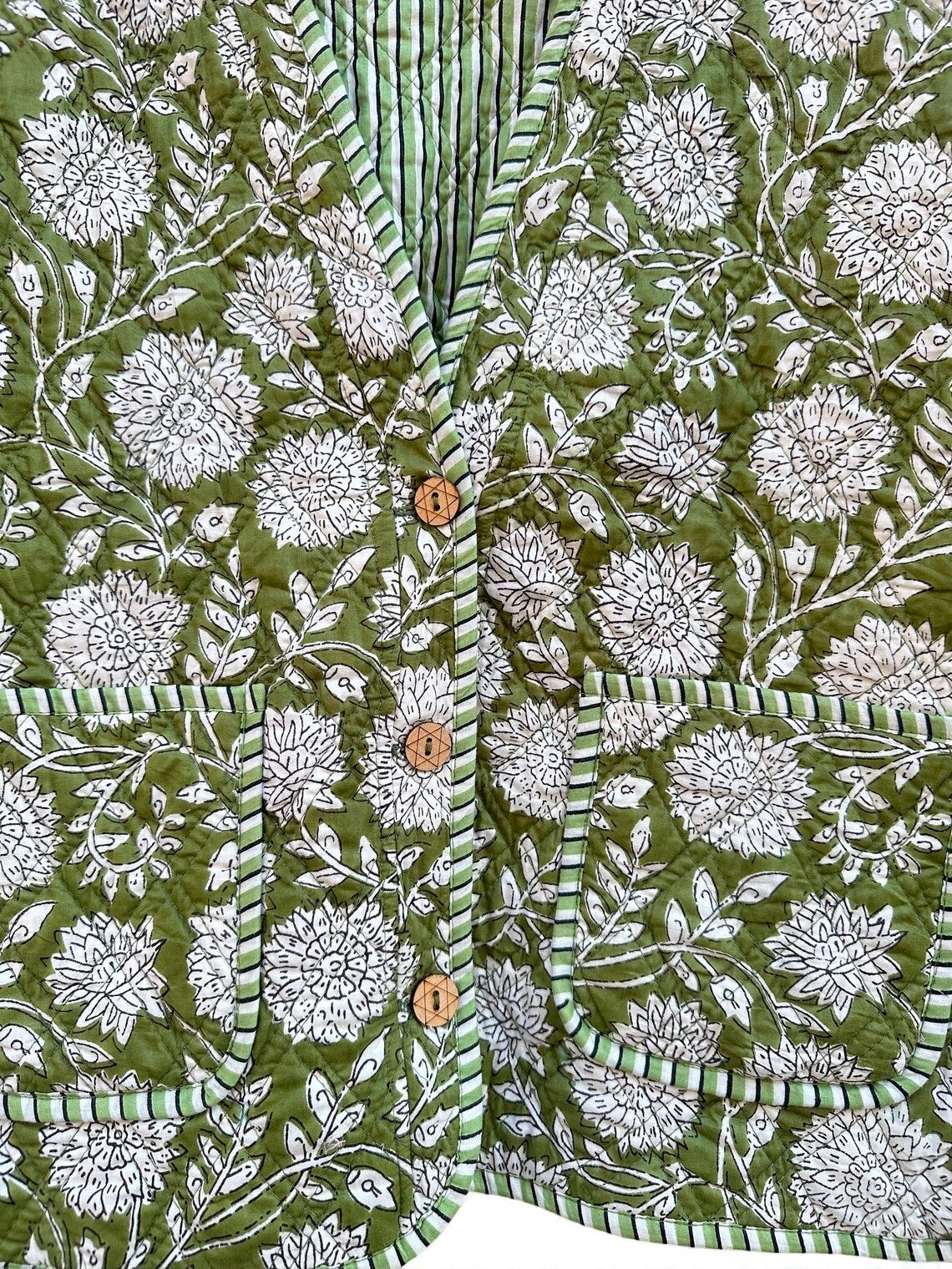 Hand Block Printed Cotton Quilted Women’s Jacket – Reversible Ethnic Winter Wear