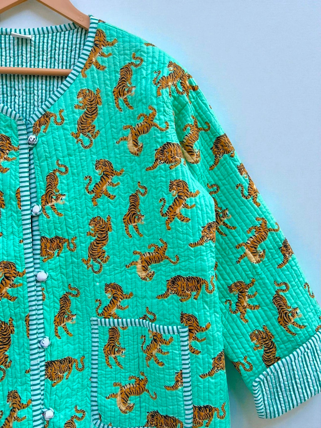 Indian Block Print Cotton Quilted Jacket for Women – Handmade Indian Craft