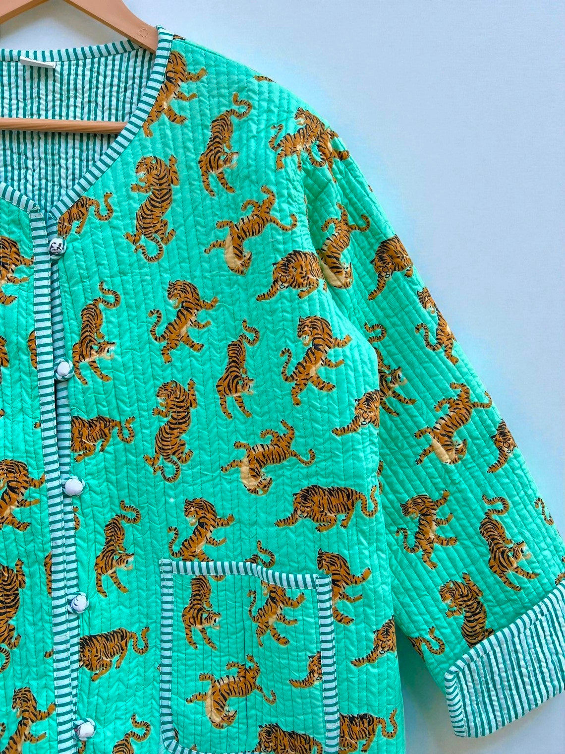 Indian Block Print Cotton Quilted Jacket for Women – Handmade Indian Craft