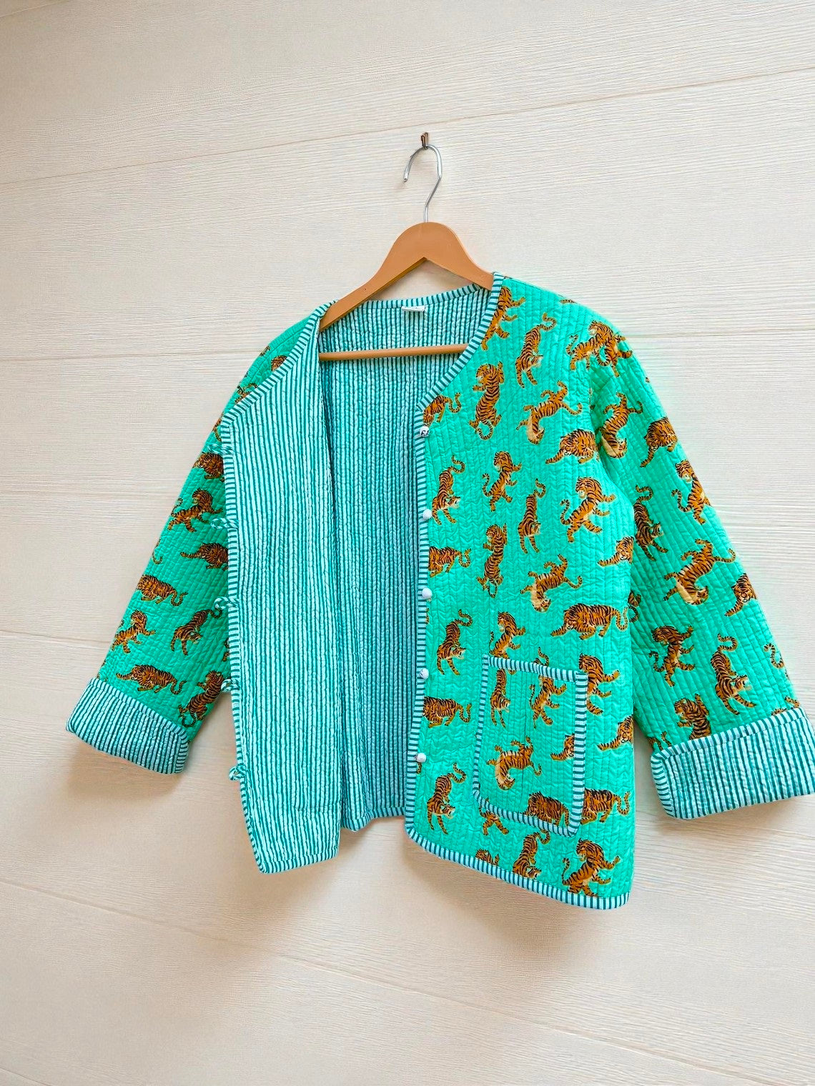 Indian Block Print Cotton Quilted Jacket for Women – Handmade Indian Craft