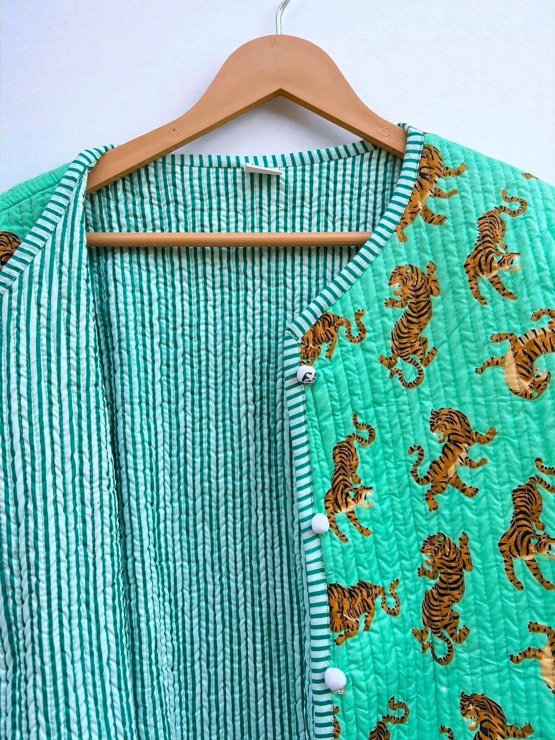 Indian Block Print Cotton Quilted Jacket for Women – Handmade Indian Craft