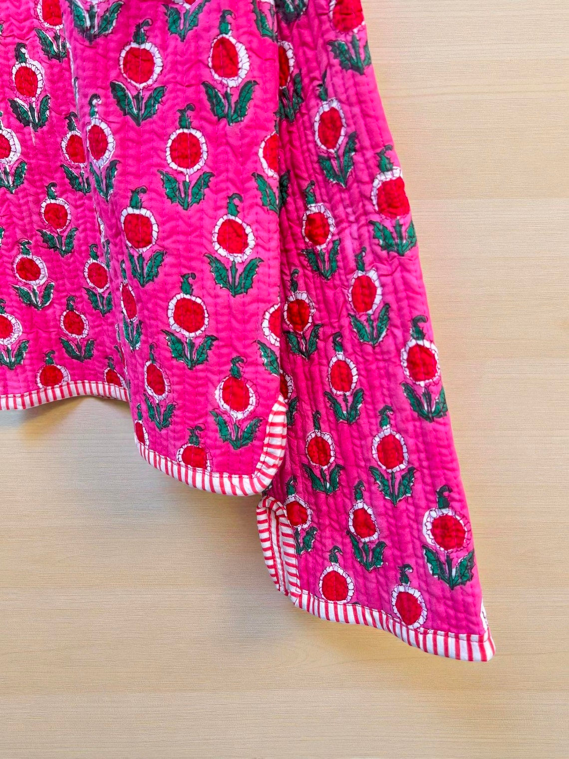 Pure Cotton Hand Block Print Quilted Jacket – Boho Style Reversible Coat