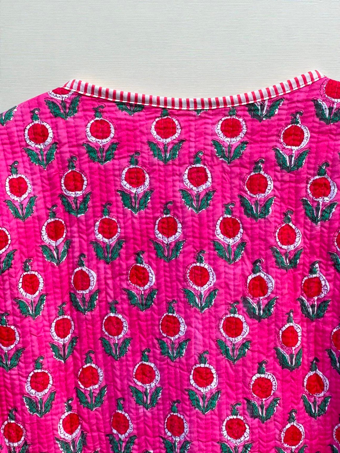 Pure Cotton Hand Block Print Quilted Jacket – Boho Style Reversible Coat