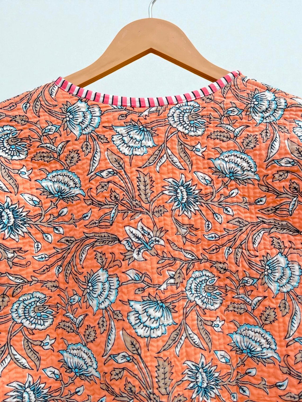 Women’s Quilted Cotton Jacket – Traditional Block Printed Reversible Design