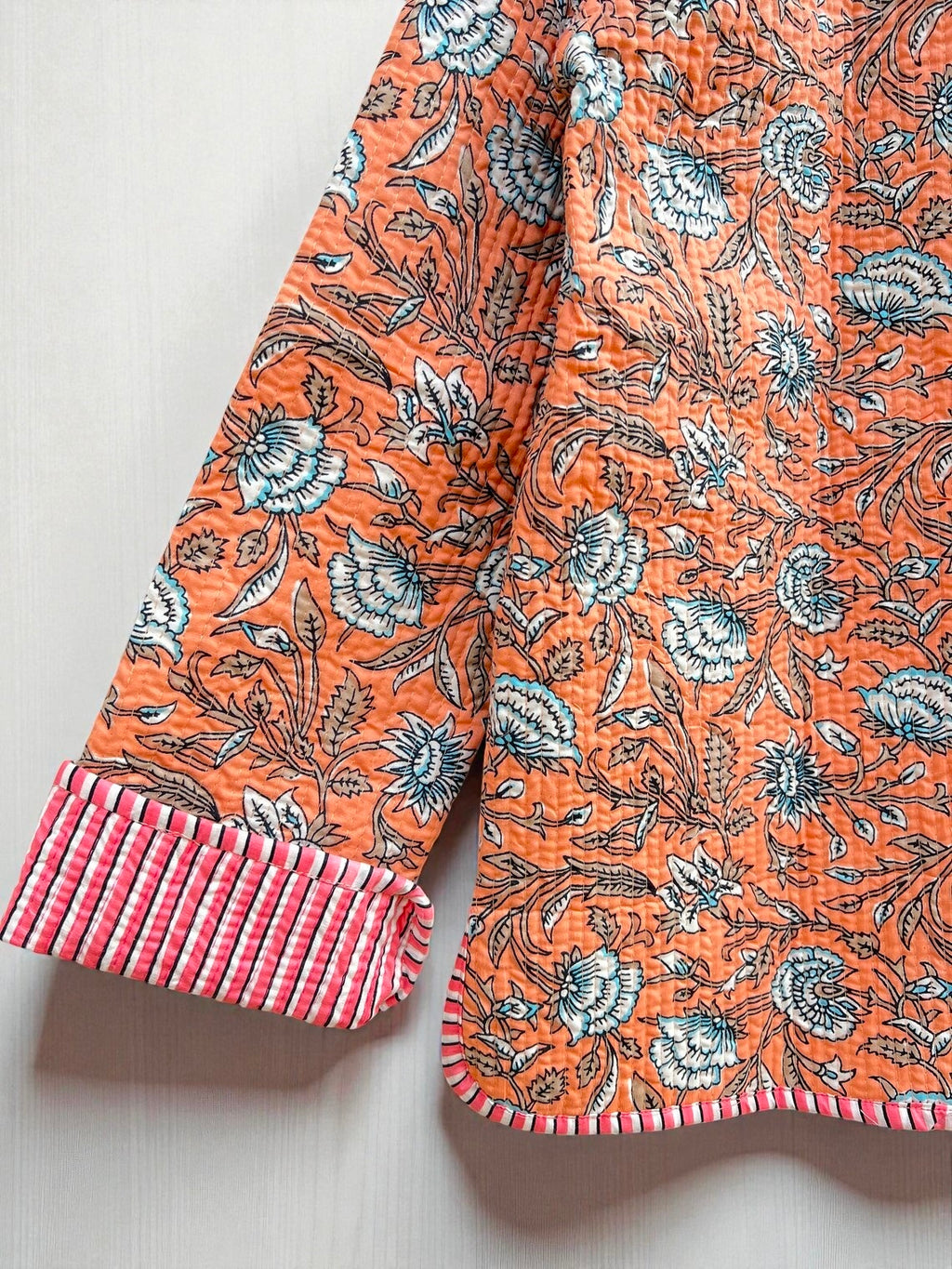 Women’s Quilted Cotton Jacket – Traditional Block Printed Reversible Design