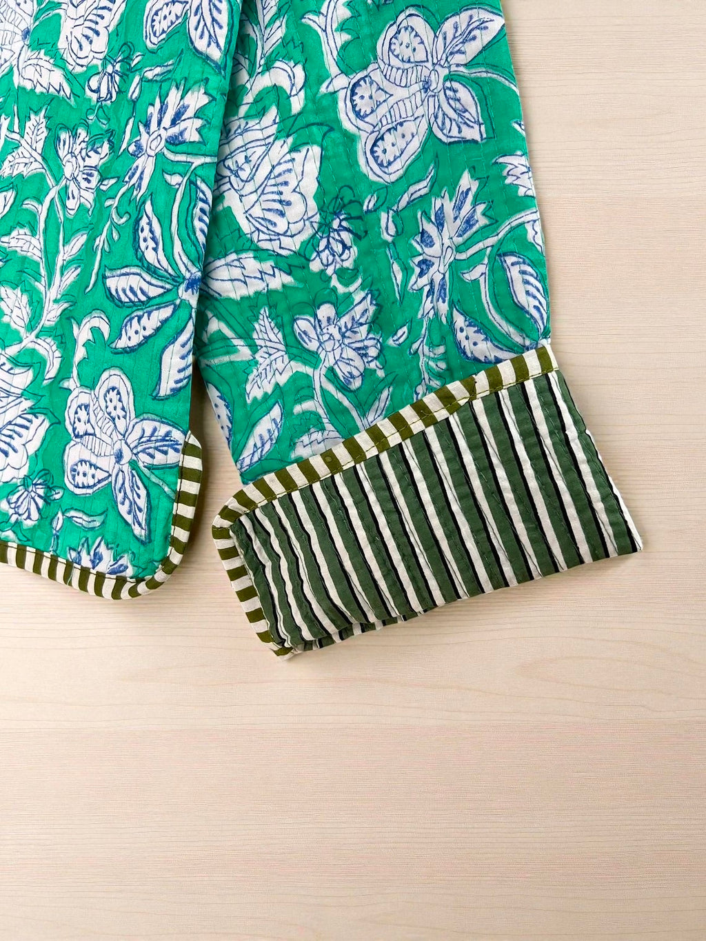 Rajasthani Hand Block Printed Cotton Quilted Jacket – Artisanal Winter Coat