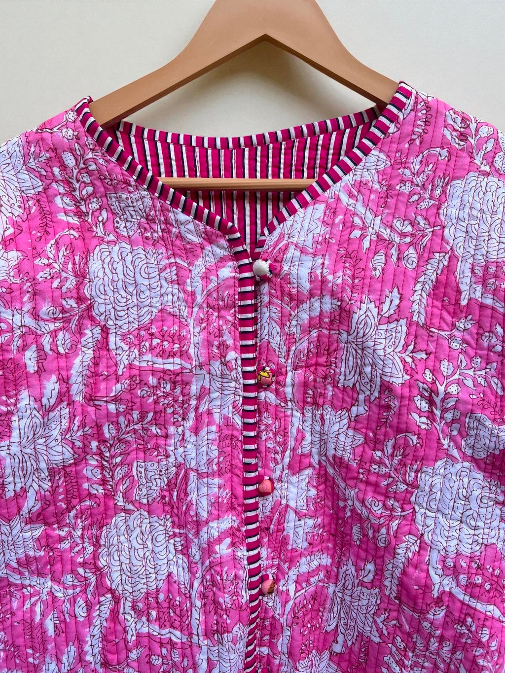 Handmade Cotton Quilted Jacket for Women – Block Print Reversible Design