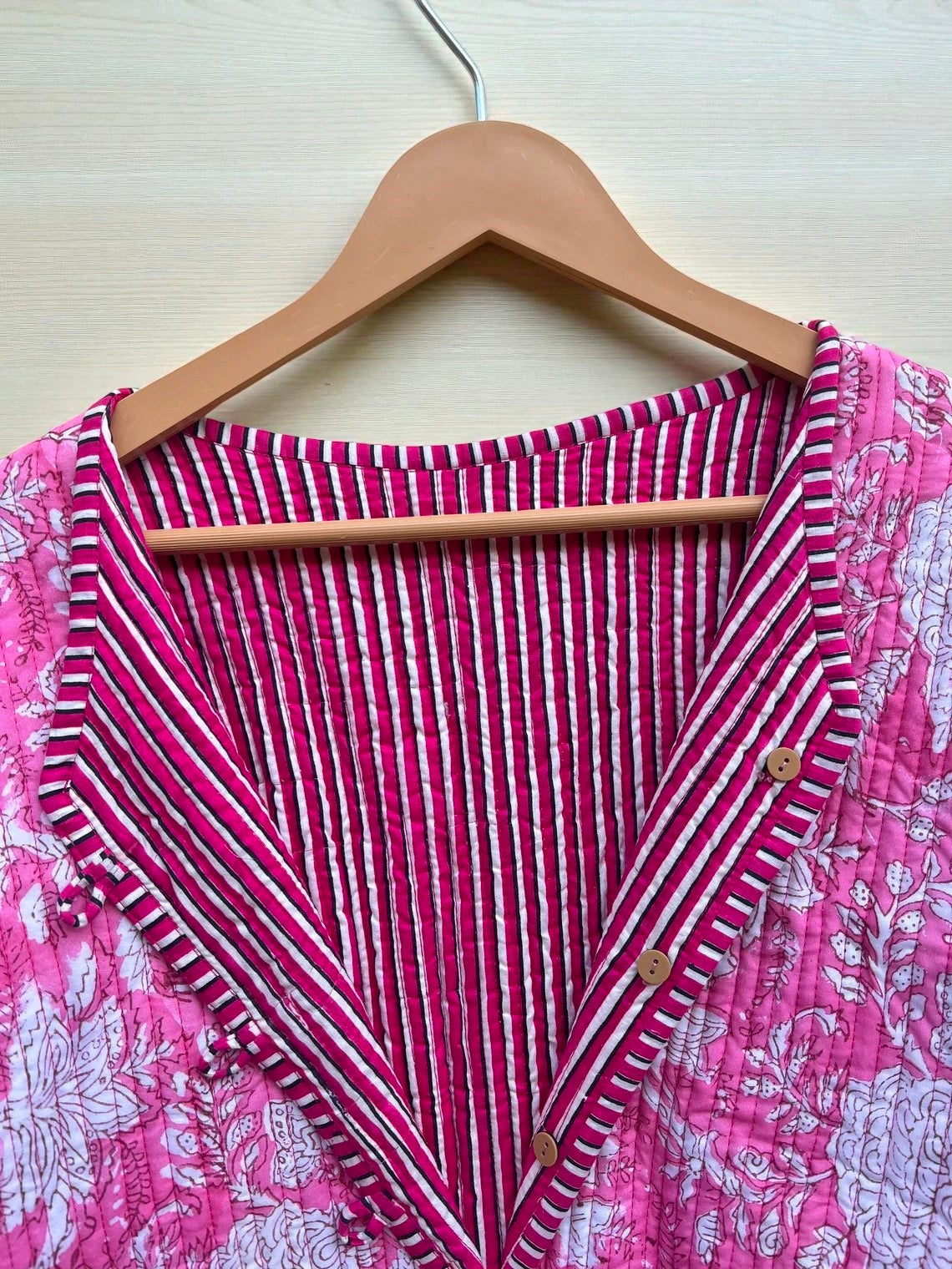 Handmade Cotton Quilted Jacket for Women – Block Print Reversible Design