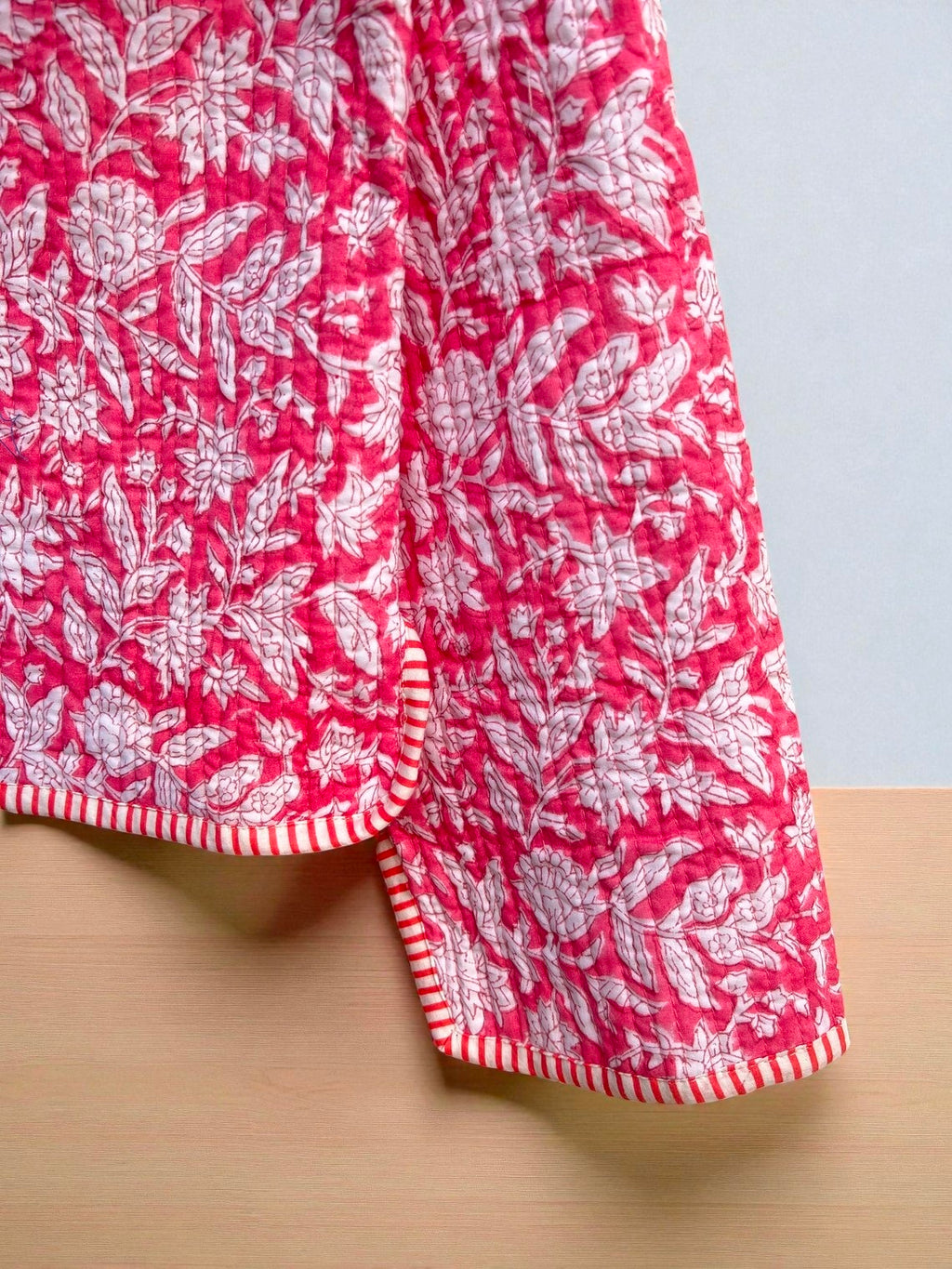 Floral Block Print Cotton Quilted Jacket – Bohemian Ethnic Wear for Women