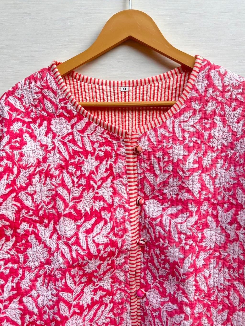 Floral Block Print Cotton Quilted Jacket – Bohemian Ethnic Wear for Women