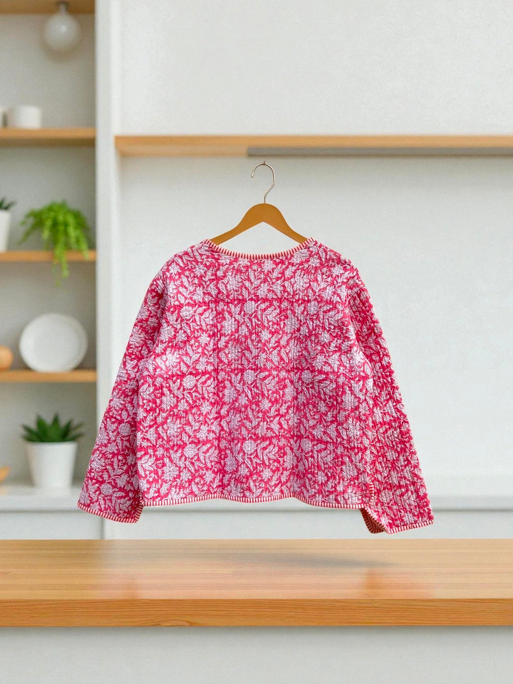 Floral Block Print Cotton Quilted Jacket – Bohemian Ethnic Wear for Women