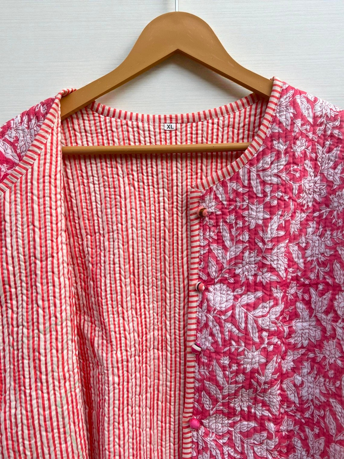 Floral Block Print Cotton Quilted Jacket – Bohemian Ethnic Wear for Women