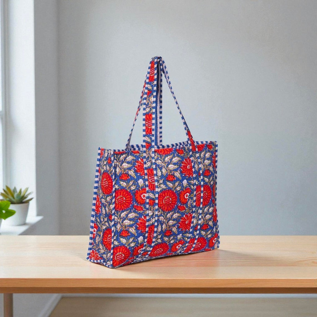 Handmade Cotton Quilted Bag – Boho Tote for Everyday Use