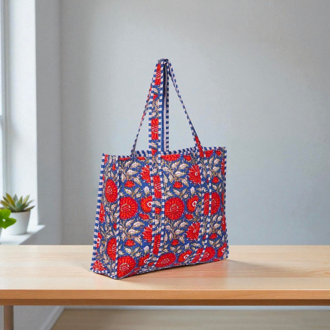 Handmade Cotton Quilted Bag – Boho Tote for Everyday Use