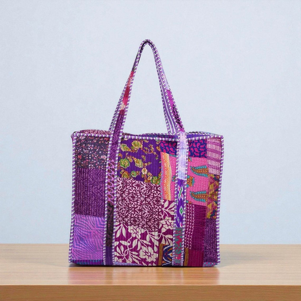 Indian Patchwork Handmade Cotton Quilted Bag – Boho Tote for Everyday Use