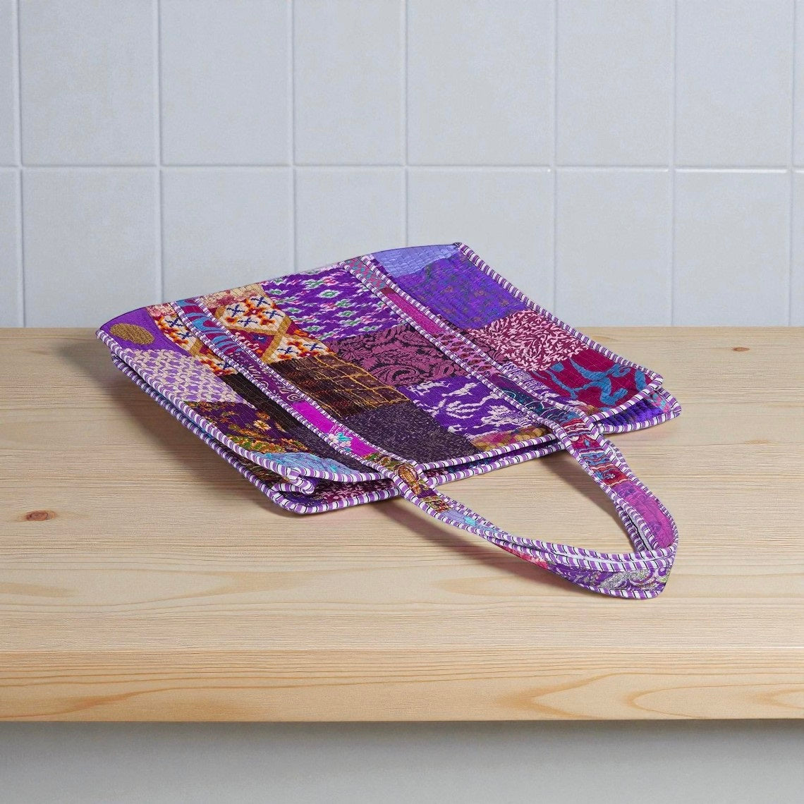 Indian Patchwork Handmade Cotton Quilted Bag – Boho Tote for Everyday Use