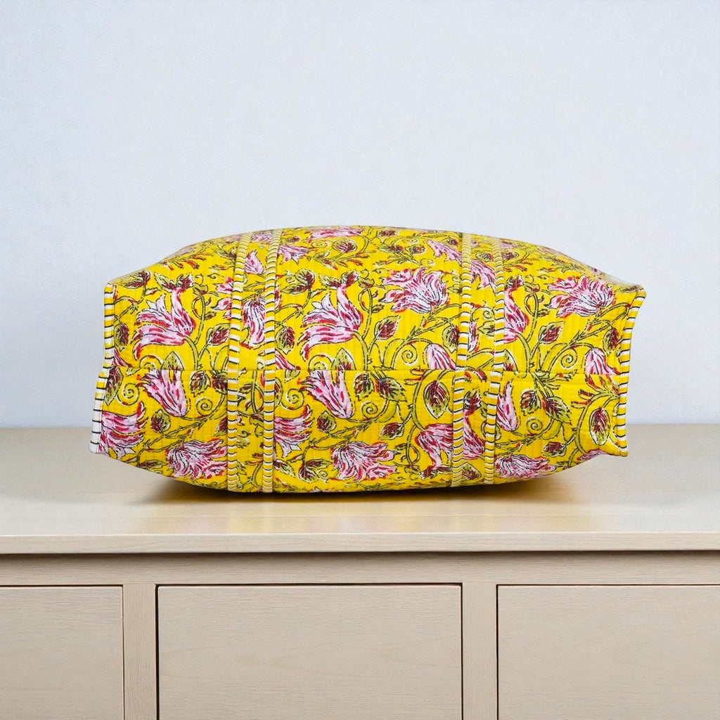 Block Printed Quilted Bag – Ethnic Handmade Shoulder Tote