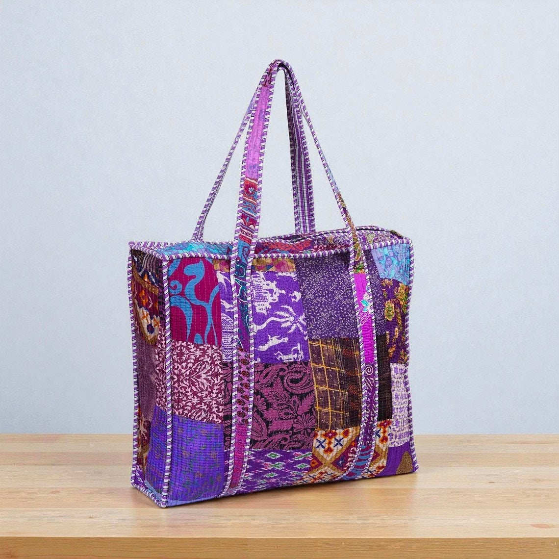 Indian Patchwork Handmade Cotton Quilted Bag – Boho Tote for Everyday Use