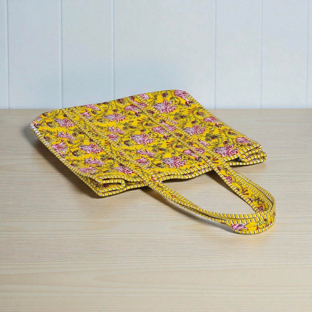 Block Printed Quilted Bag – Ethnic Handmade Shoulder Tote