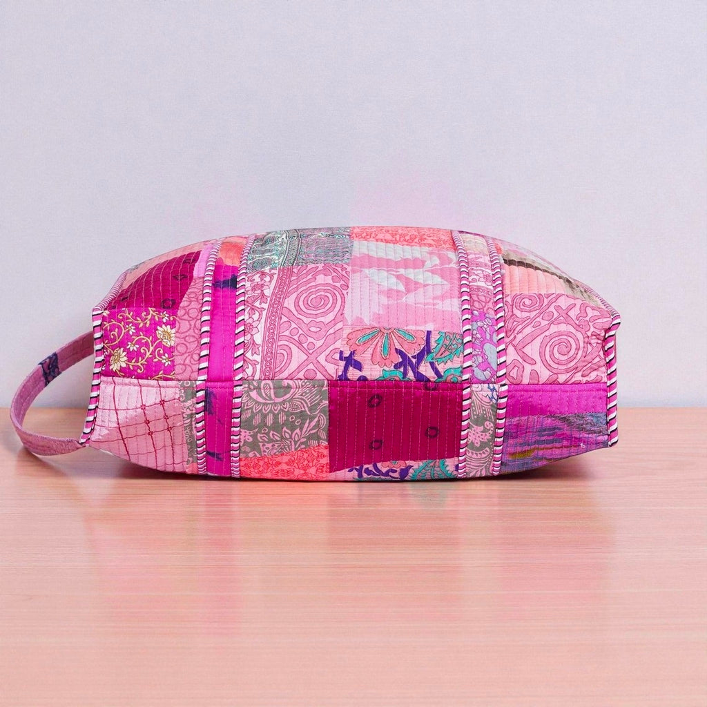 Indian Patchwork Handmade Cotton Quilted Bag Boho Tote for Everyday Use