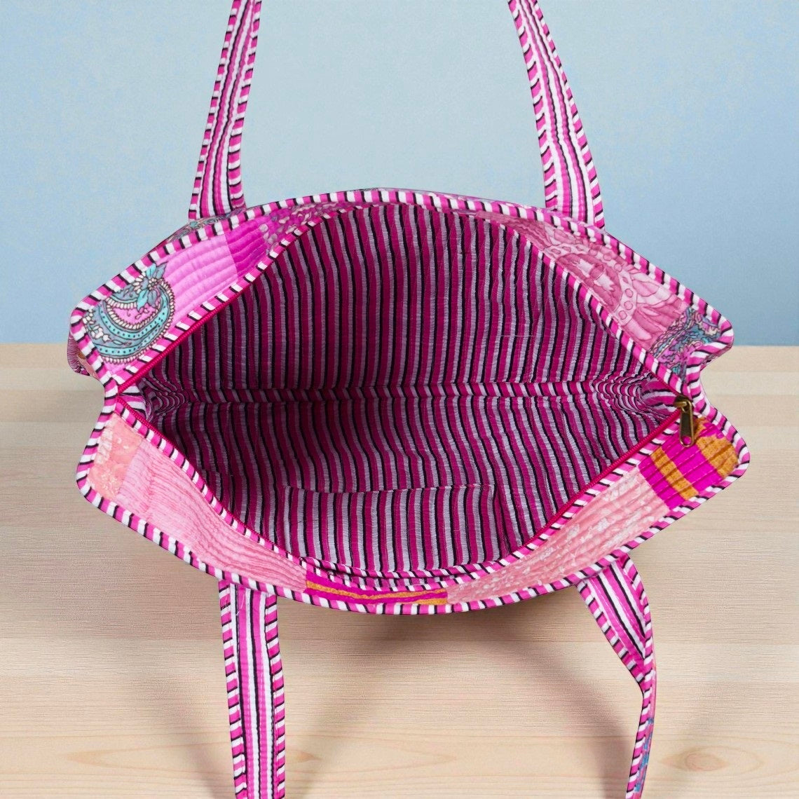 Indian Patchwork Handmade Cotton Quilted Bag Boho Tote for Everyday Use