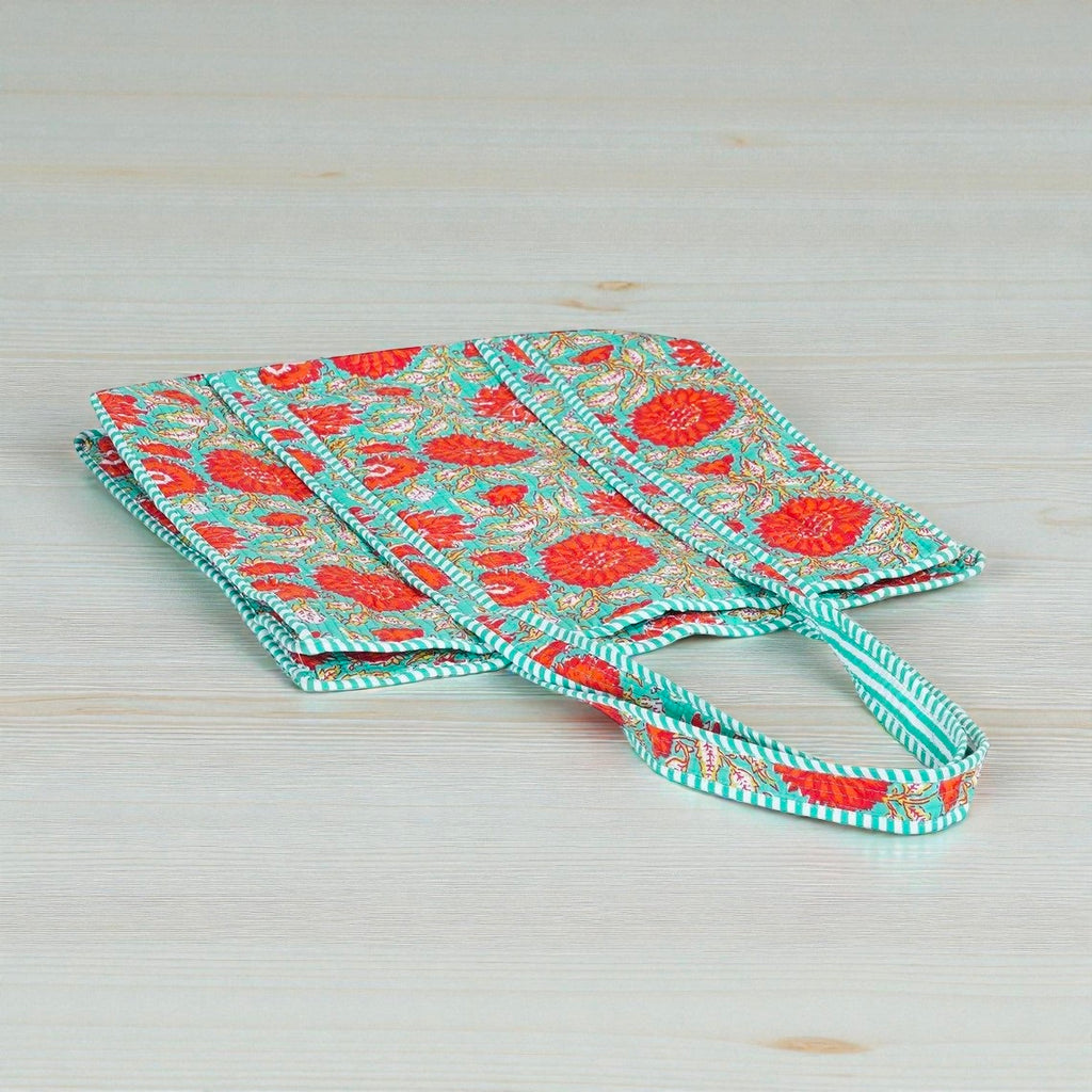 Traditional Indian Quilted Bag – Hand Block Printed Design