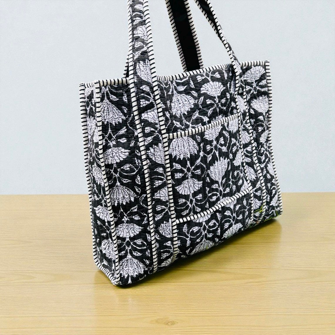 Luxury Quilted Tote – Elegant Handmade Cotton Bag
