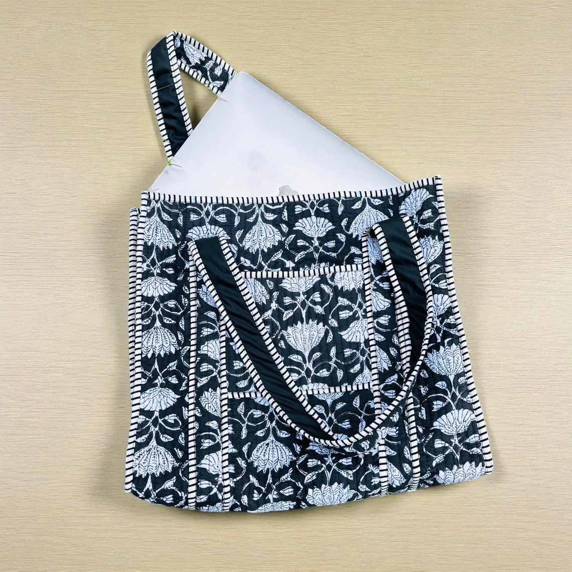 Luxury Quilted Tote – Elegant Handmade Cotton Bag